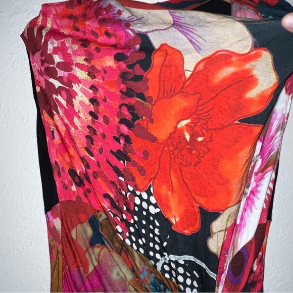 Desigual Azucena Midi Twist Front Floral Dress Size Large. - Picture 9 of 15